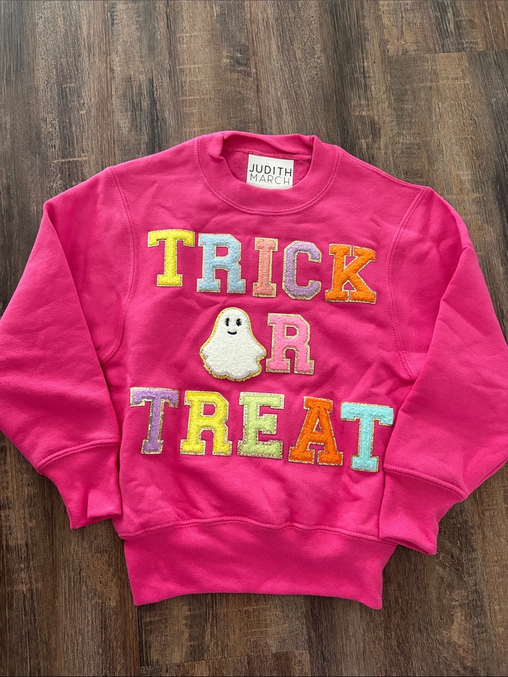 Judith March Hot Pink "Trick Or Treat" Appliqué Sweatshirt